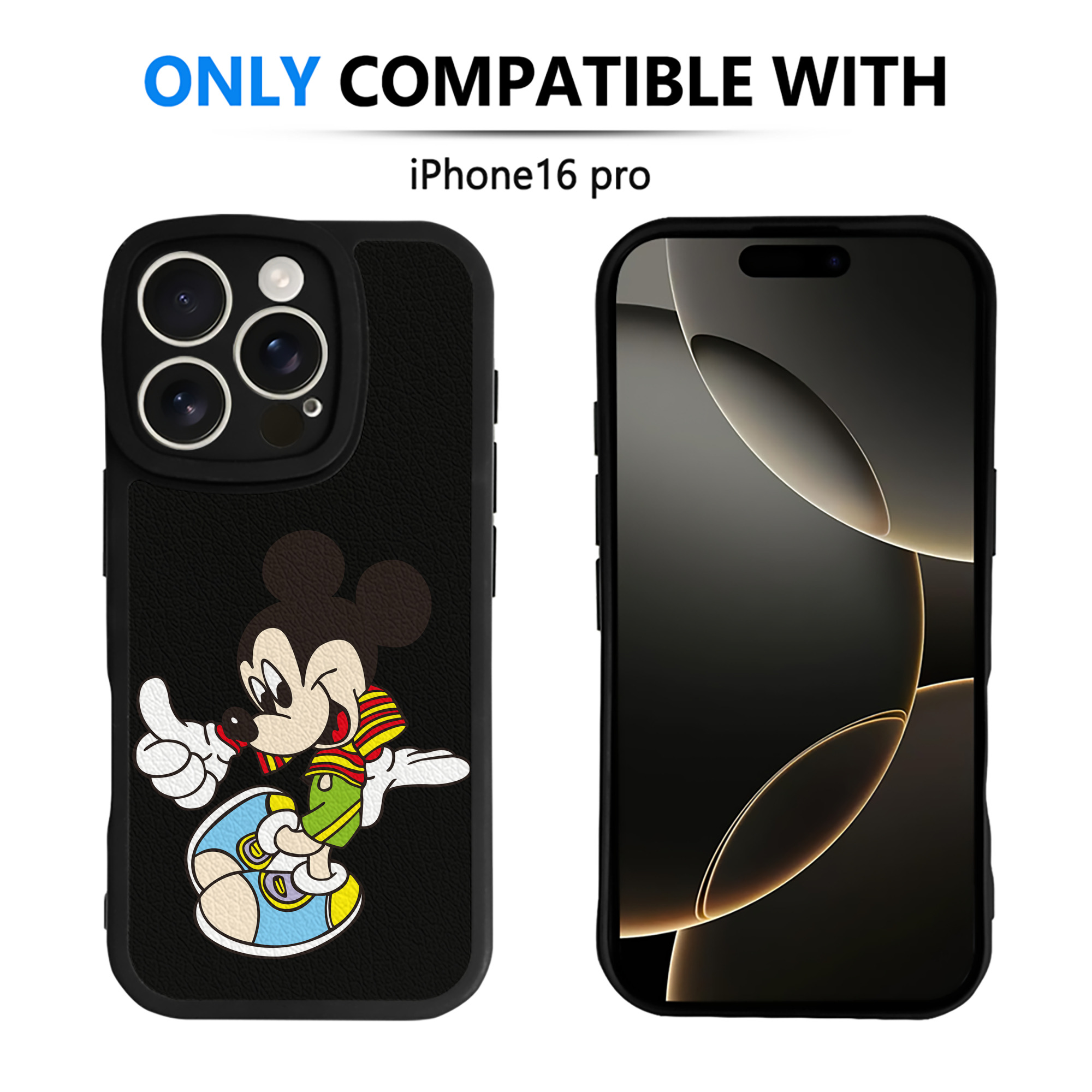 （画像用） ミッキーマウス Mickey Mouse 【iPhone 16シリーズ対応】シリコンスマホケース（レザー調） 材質：シリコン